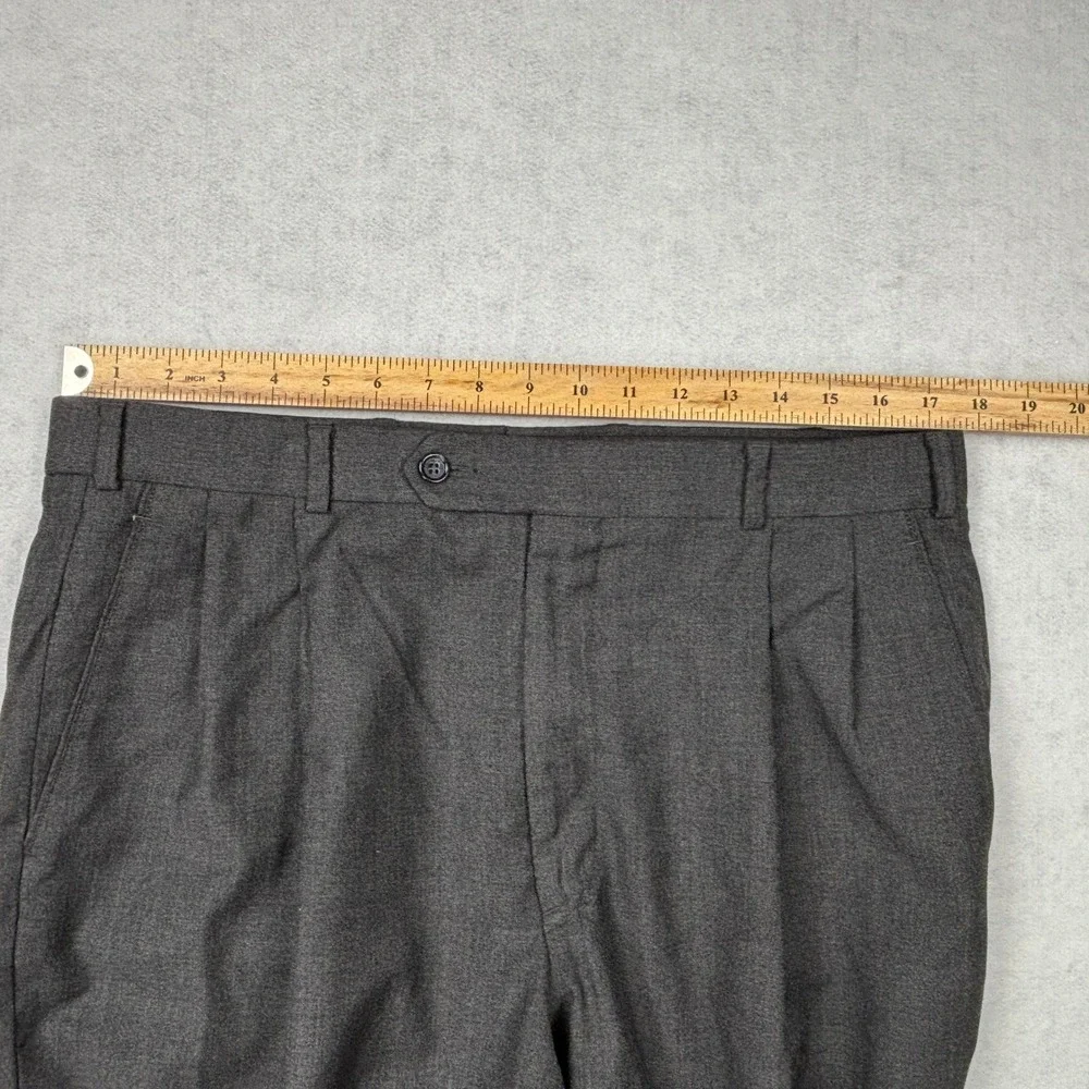 Brooks Brothers Mens Charcoal Gray 100% Wool Pleated Cuffed Dress Pants 35x29